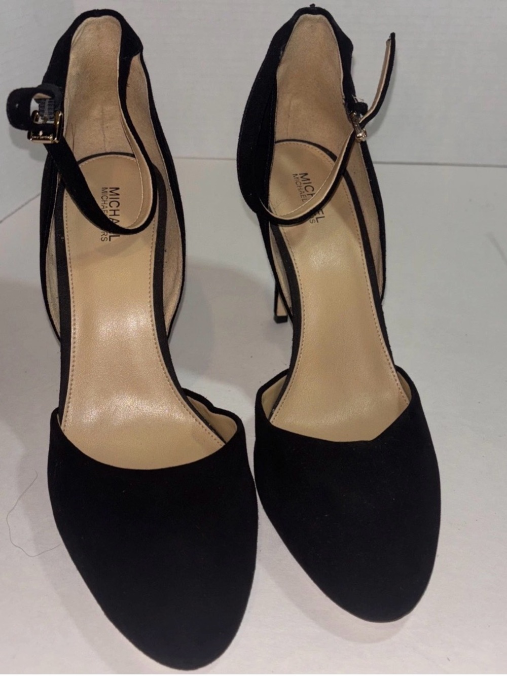Michael Kors Black Suede Pointed Ankle-Strap Stilettos
